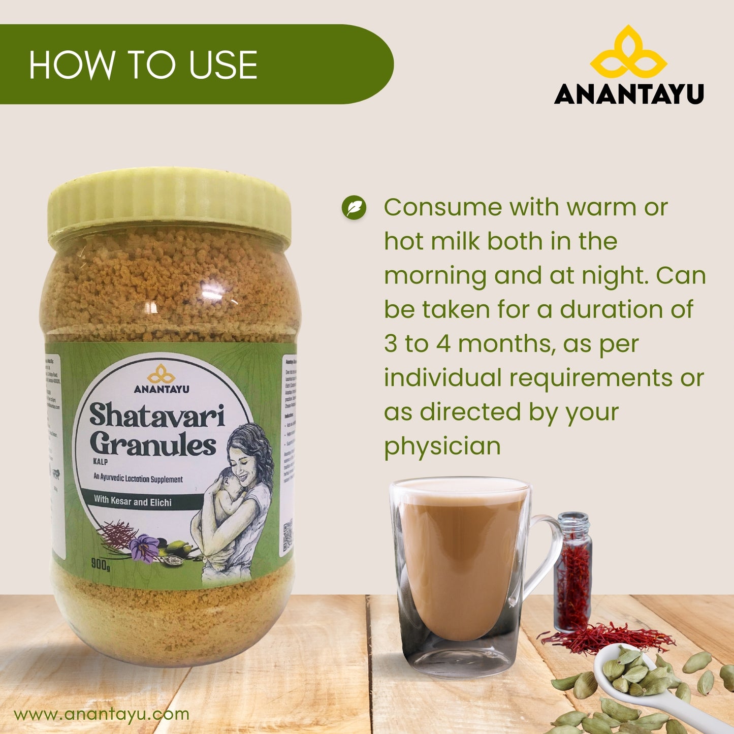 Shatavari Kalpa Granules (With Kesar & Elichi) | Ayurvedic Lactation Supplement